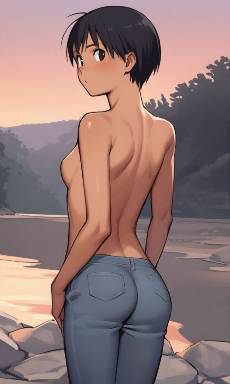 サンプル画像3:ボーイッシュな褐色陸上女子に何度も中出しして、確実に孕ませるCG集  夕方の河原編(ハラメウメ) [d_478551]