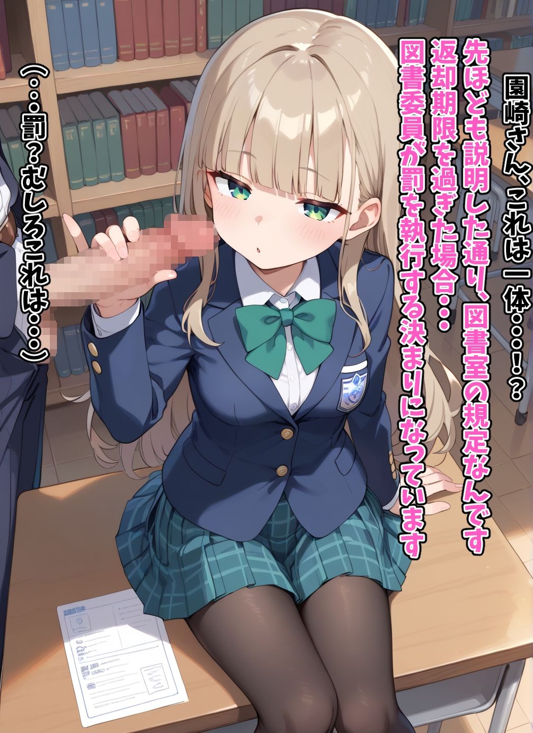 サンプル画像2:本を返し忘れて図書委員に罰則射精させられる(ぜろぜっと) [d_478684]