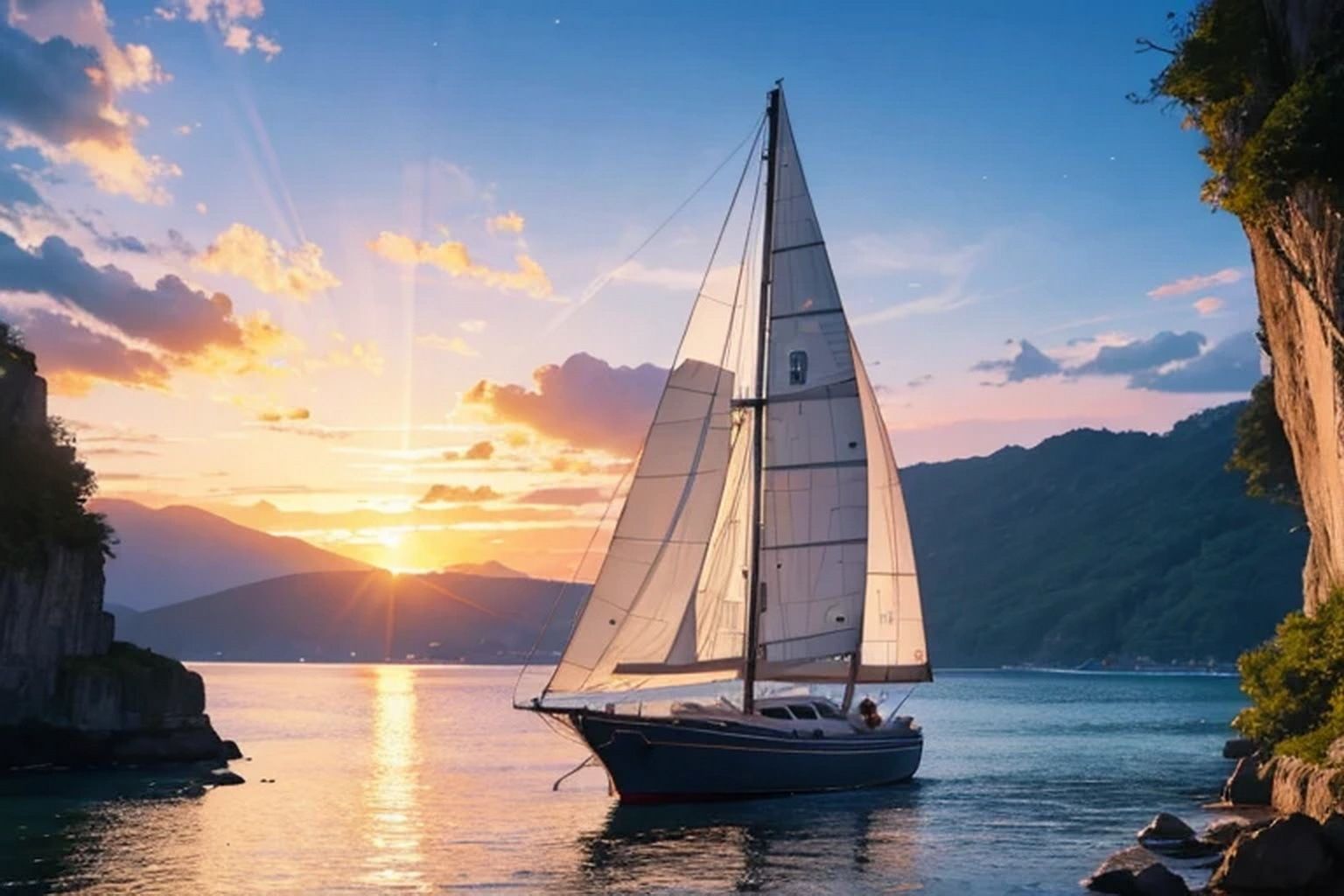 サンプル画像2:帆船・ヨット  背景素材(豊川内角) [d_478893]