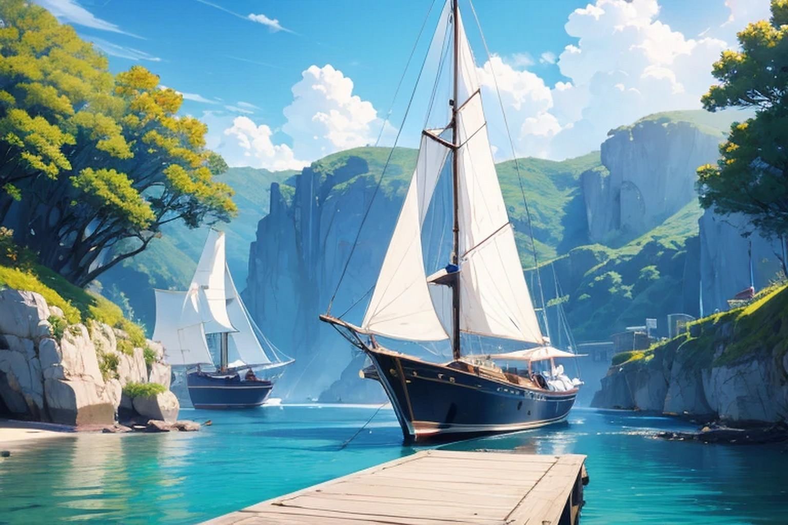 サンプル画像4:帆船・ヨット  背景素材(豊川内角) [d_478893]