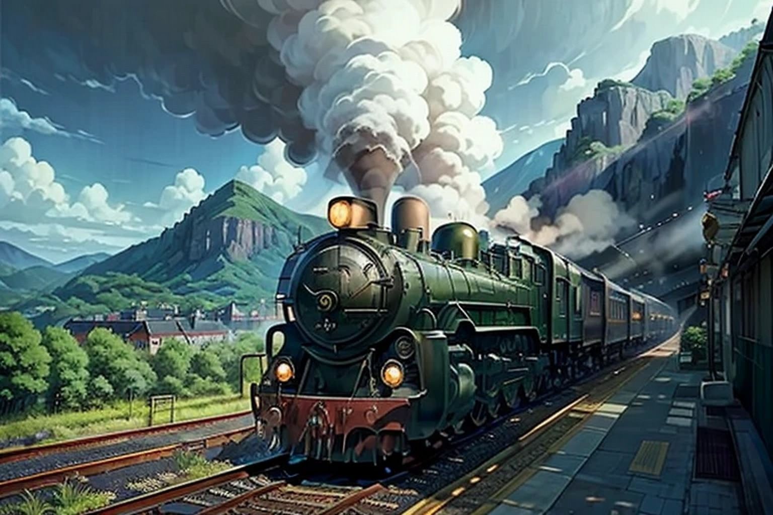 サンプル画像4:電車・機関車  背景素材(豊川内角) [d_478980]