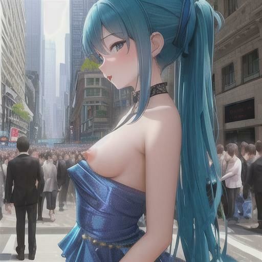 サンプル画像3:青髪ハーフアップちゃんのどこでも露出！！(まんまんちん) [d_479232]