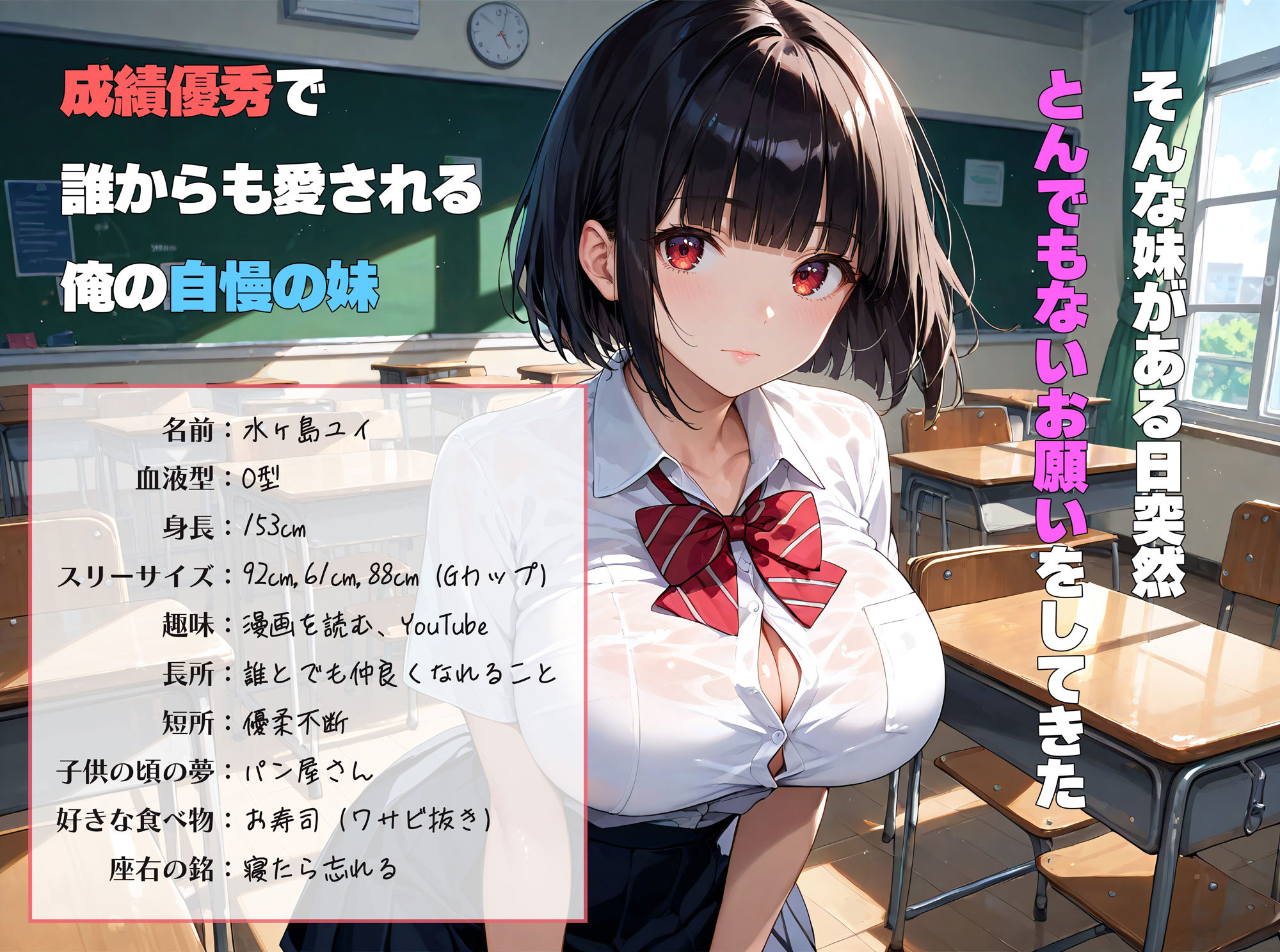 サンプル画像1:爆乳でまじめな妹が「処女を捨てたい」と兄の俺に頼んできた(肉まんじゅう) [d_479827]