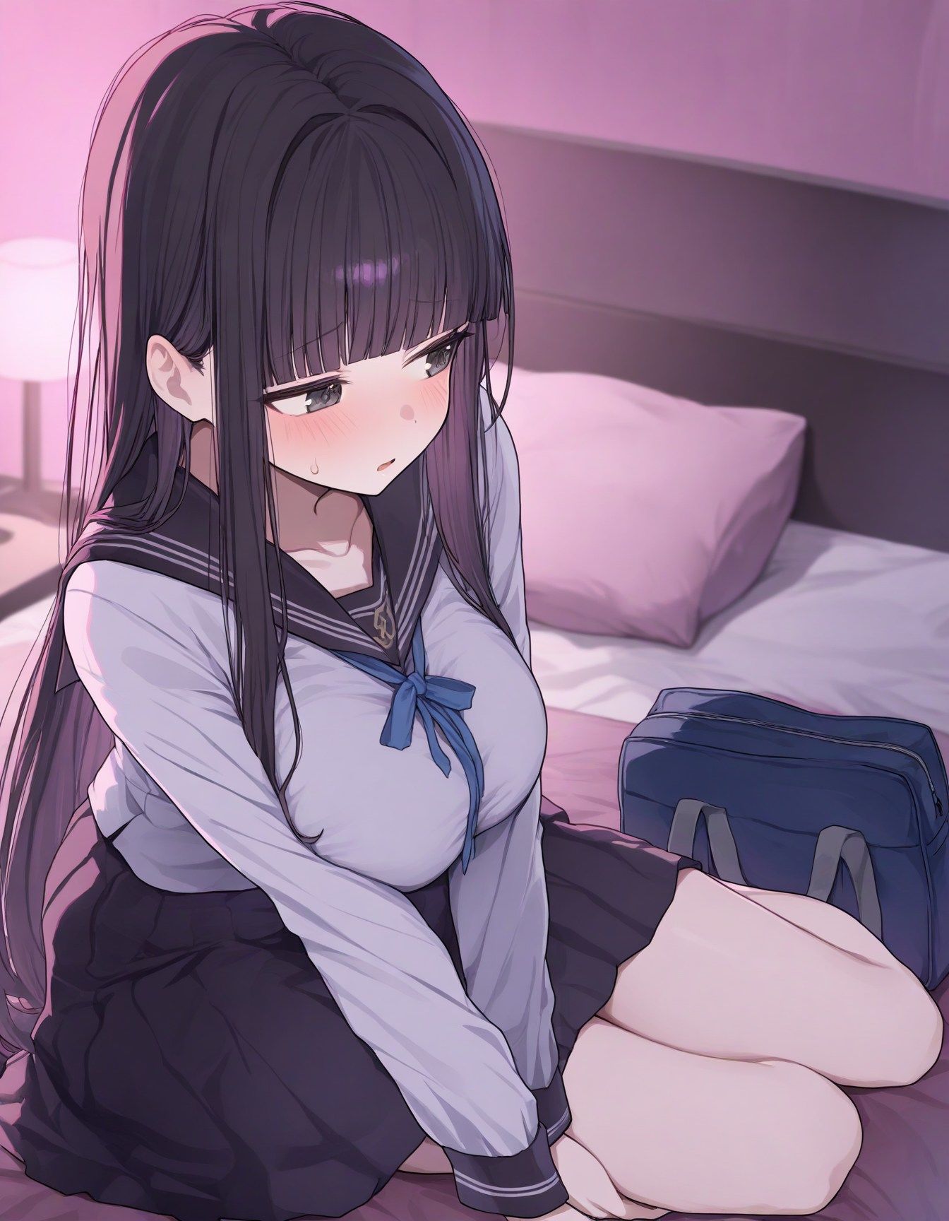 サンプル画像2:黒髪お嬢様系JKをラブホに連れ込み連続種付けSEX(実用性) [d_479861]