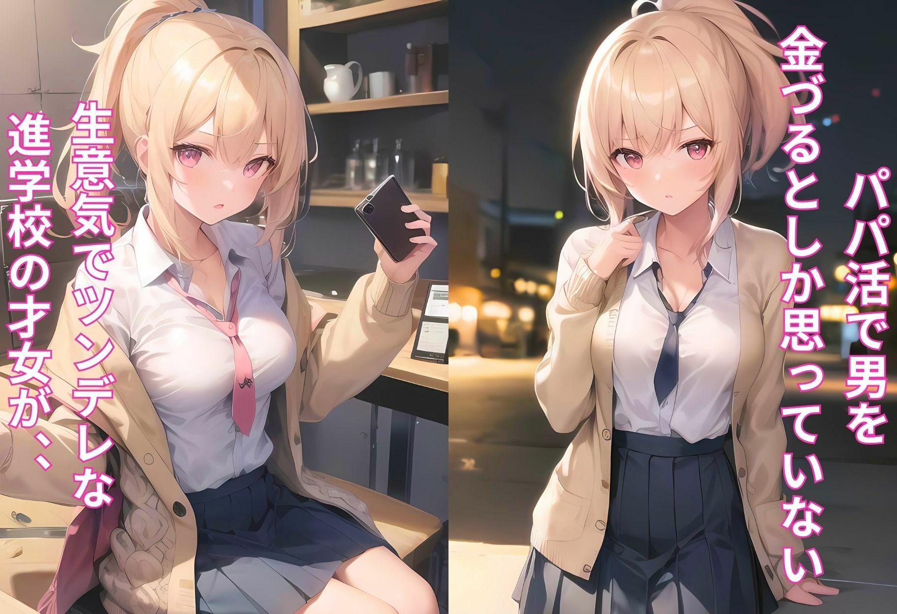 サンプル画像2:パパ活JK女子が元おじさん童貞に成敗された件〜生意気ツンデレなブロンド美少女編〜(イケメン部下と入れ替わってヤリたい放題な件) [d_479981]