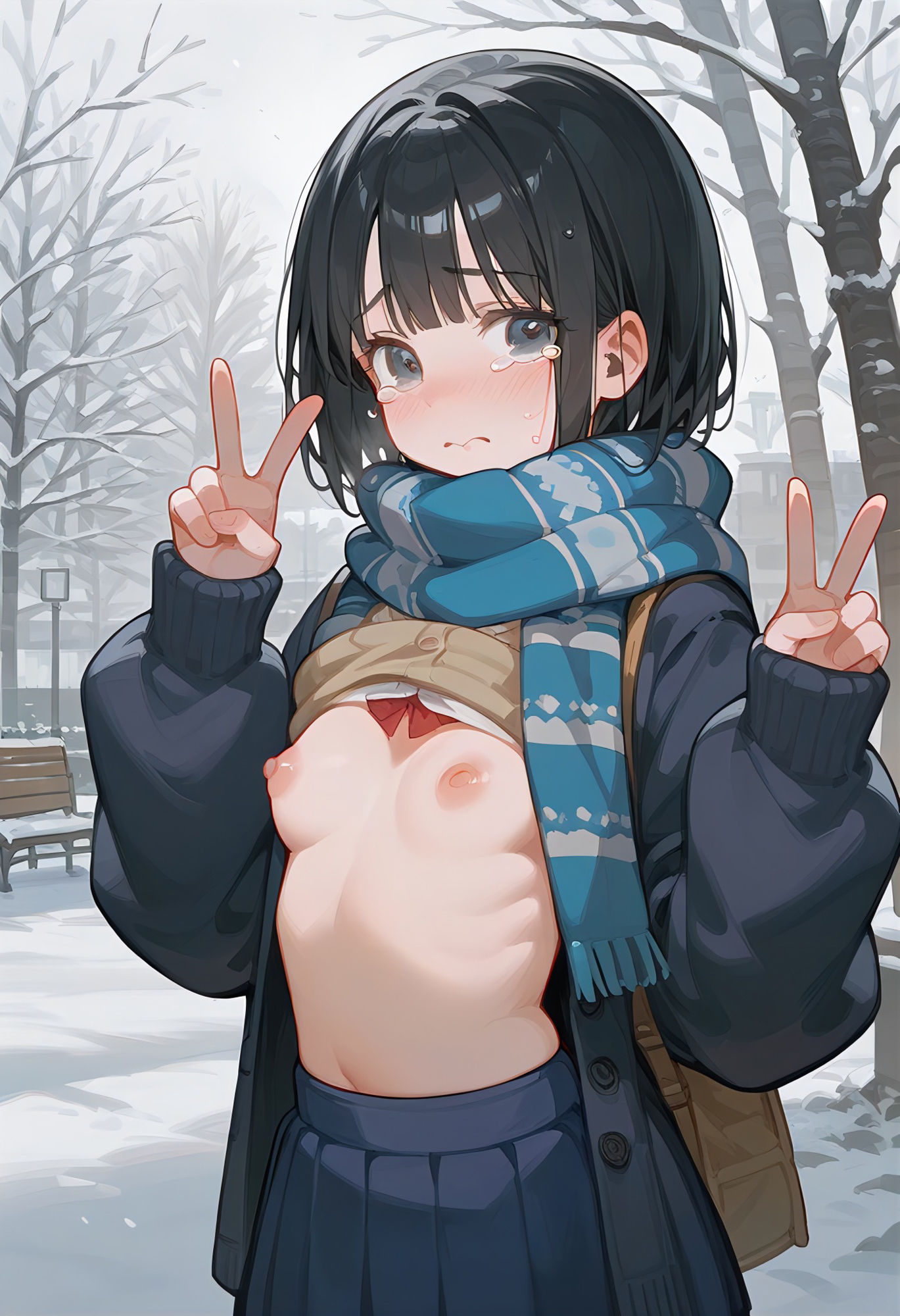 サンプル画像6:涙目露出、冬【制服編】(白露生成所) [d_480013]