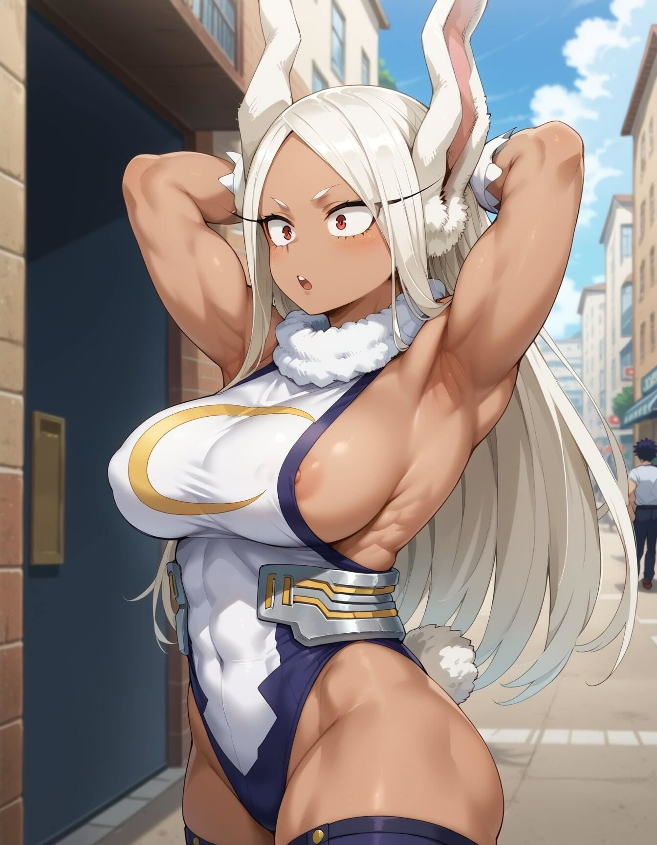 サンプル画像1:【兎○ルミイラストエロ画像】ヒロアカに登場する兎巨乳褐色ゴリマッチョ？！なミルコちゃんのエロい画像集(エロココ！) [d_480904]