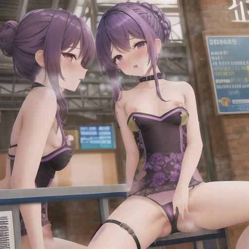 サンプル画像3:紫髪ハーフアップちゃんのどこでも露出！！(まんまんちん) [d_481026]