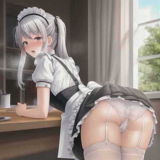 サンプル画像4:銀髪ツインテメイドのどこでも露出！！(まんまんちん) [d_481117]