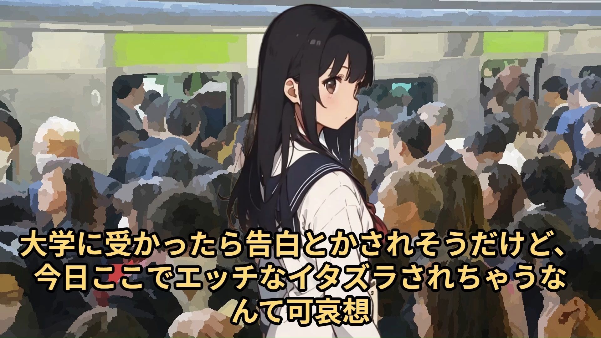 サンプル画像3:【少女痴●体験告白】大学入学共通テスト（旧センター試験）に満員電車で向かう大人しそうで可愛い受験生を絶頂させた話(少女痴●体験告白) [d_481659]