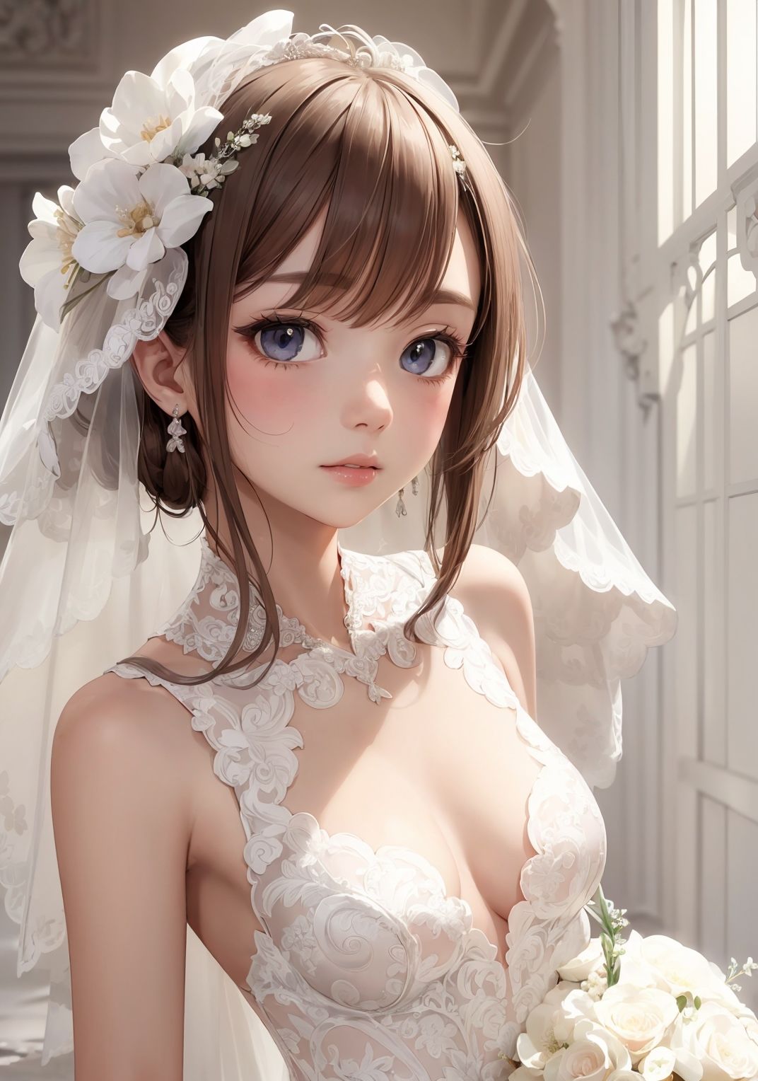 サンプル画像1:【美少女花嫁AIイラスト集】AI BRIDAL MODE【PNG127枚/PDF付】(Alice Museum) [d_481885]