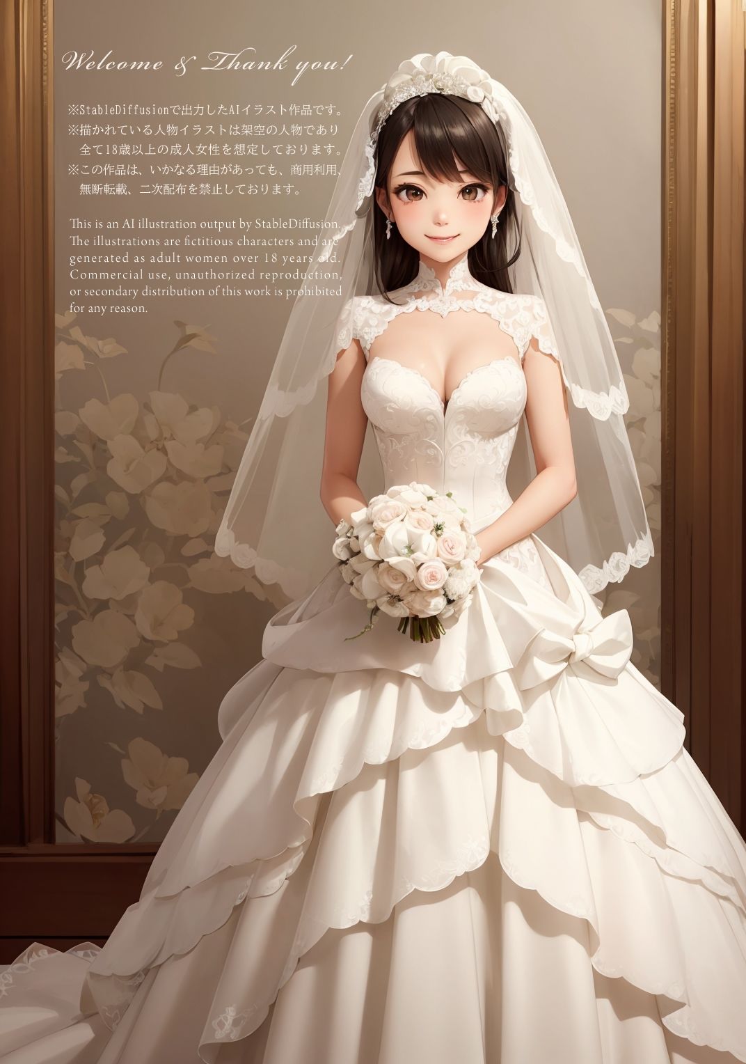 サンプル画像2:【美少女花嫁AIイラスト集】AI BRIDAL MODE【PNG127枚/PDF付】(Alice Museum) [d_481885]