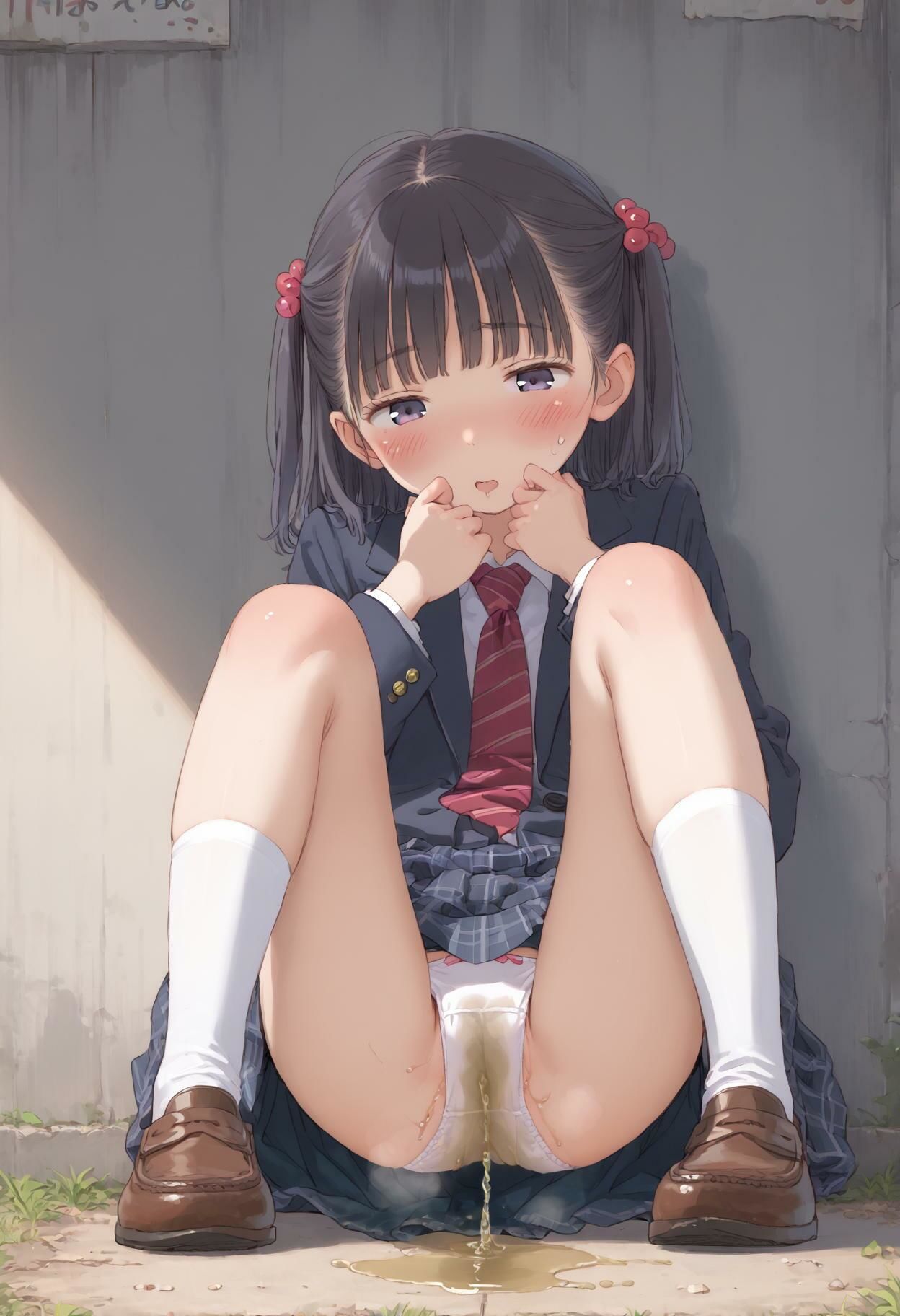 サンプル画像2:かわいい女の子のオシッコ道端でパンティにお漏らし(AI_Peeパンティ) [d_482059]