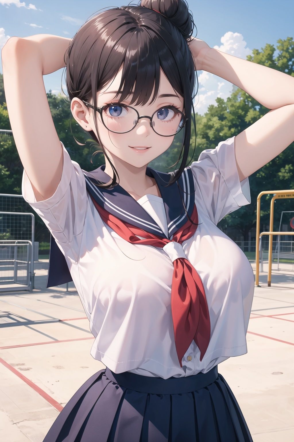 サンプル画像1:僕と女子校生-清楚系眼鏡女子のセーラー服(MK書房) [d_482077]