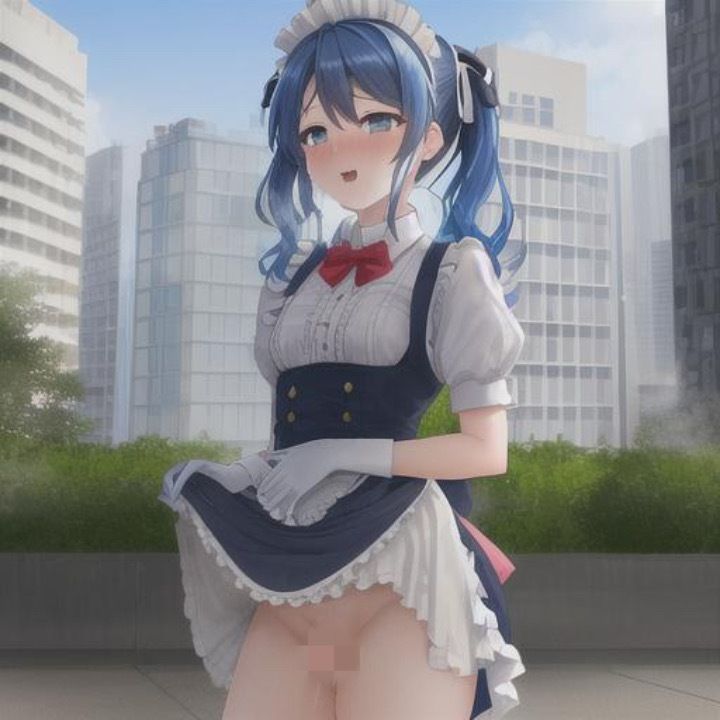 サンプル画像5:青髪ツインテメイドのどこでも露出！！(まんまんちん) [d_482282]