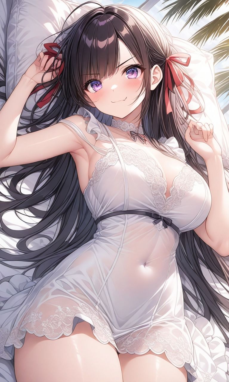 サンプル画像4:ベッドの上のウェディング美少女(【AIグラビア置き場】) [d_482429]