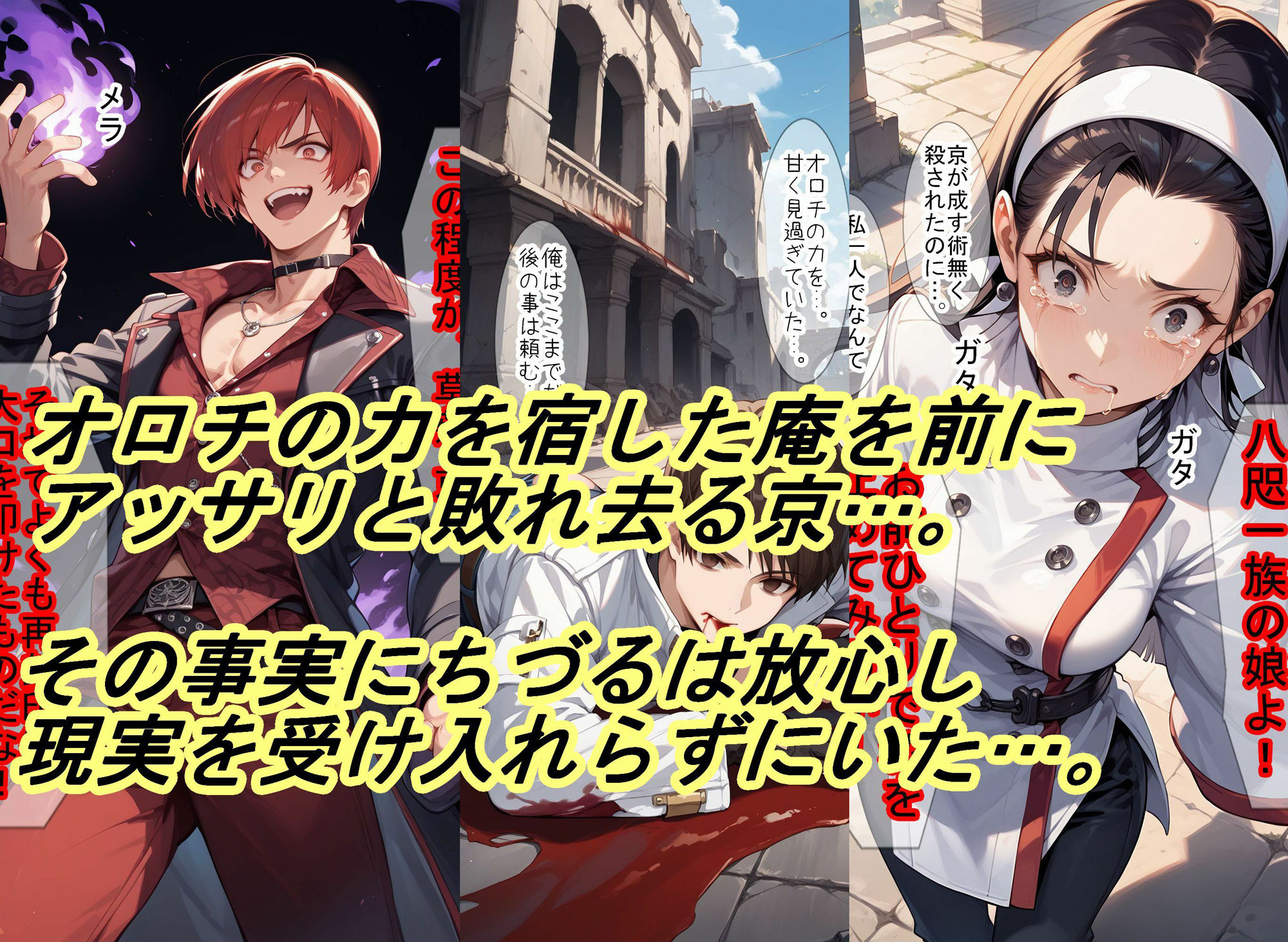 サンプル画像3:【敗北シリーズ】女性格闘チームが、オロチの罠に敗北！3(魔術師プロトン2D) [d_482539]