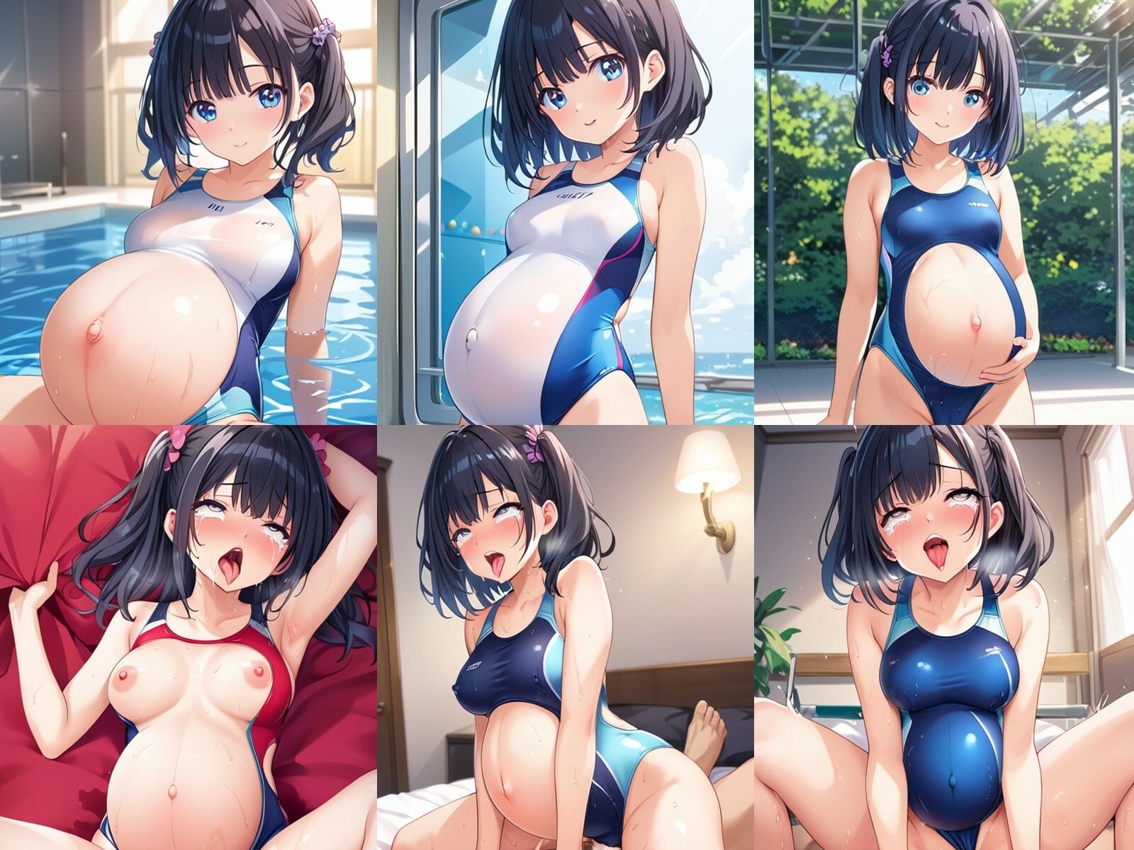 サンプル画像3:水泳部の黒髪少女が中出しセックスで孕みボテ腹になるまで(千草屋) [d_482936]