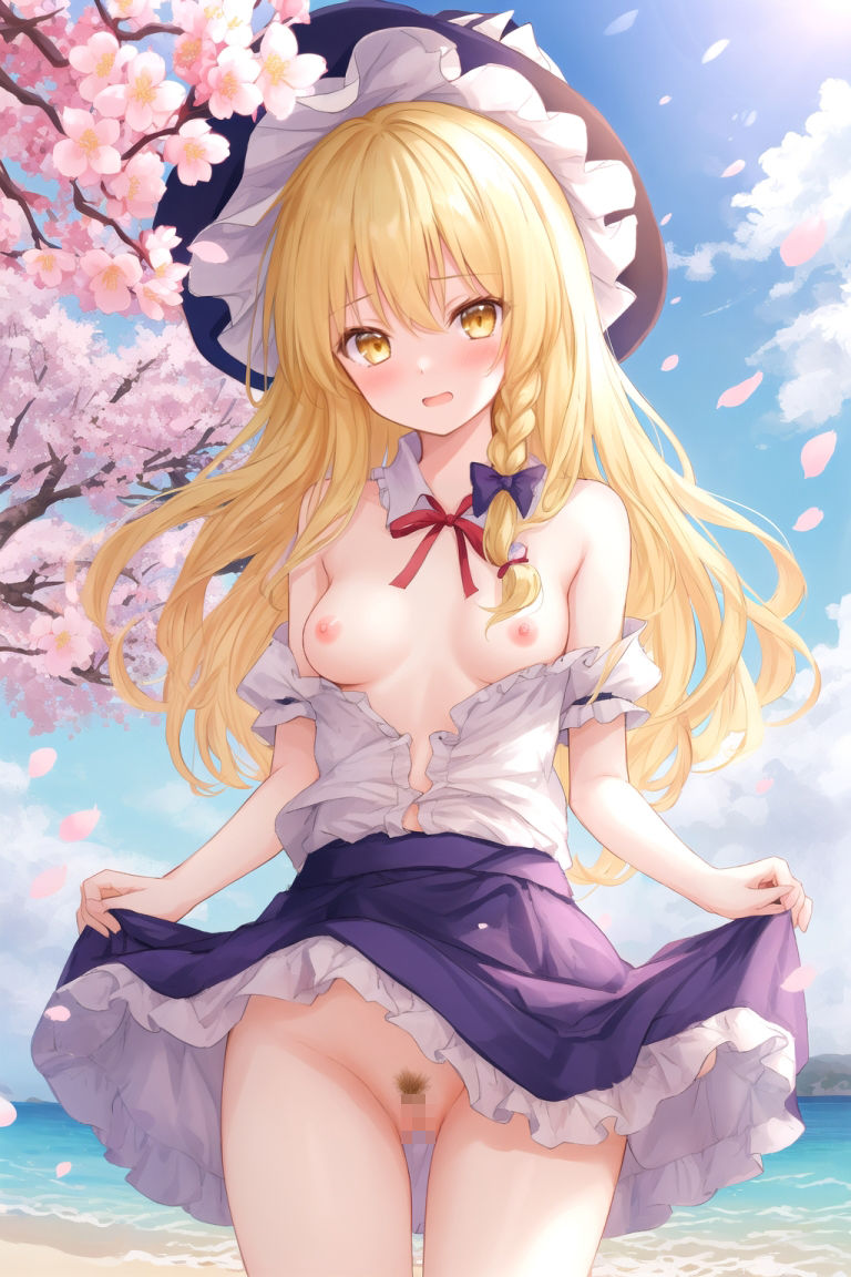 サンプル画像1:霊夢は魔理沙のえっちな写真を撮りたいようです。〜春の晴れた朝の海編〜(ゆるふわ研究所) [d_483214]