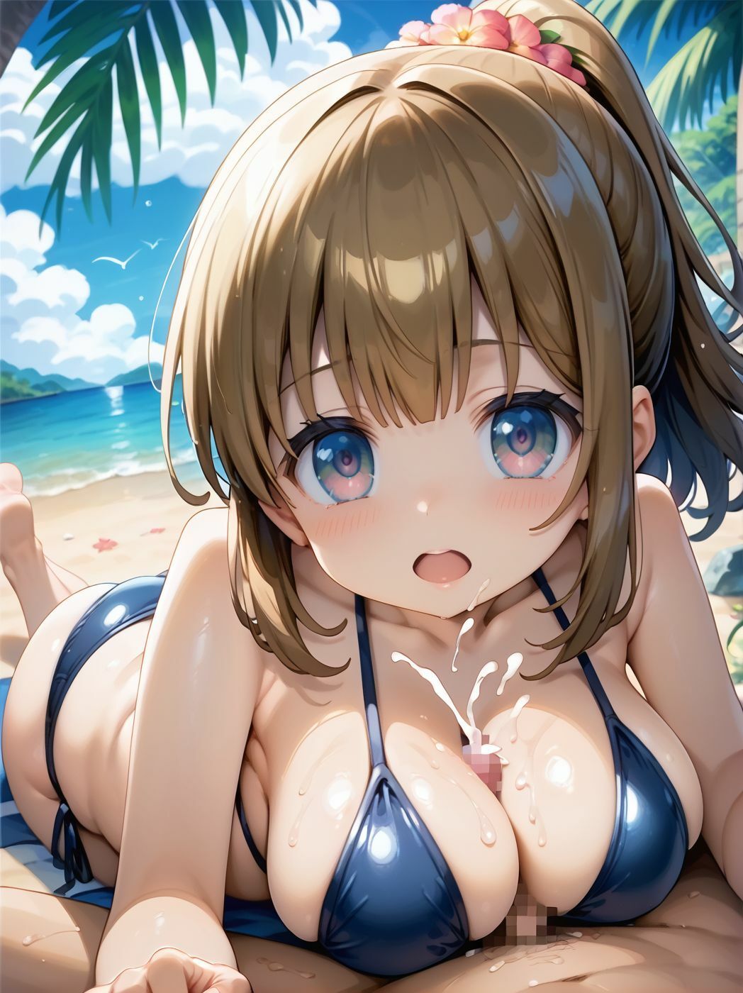 サンプル画像2:性教育専門〇等学校 海の家で課外授業  巨乳射精科クラス(nes_aiart) [d_483244]