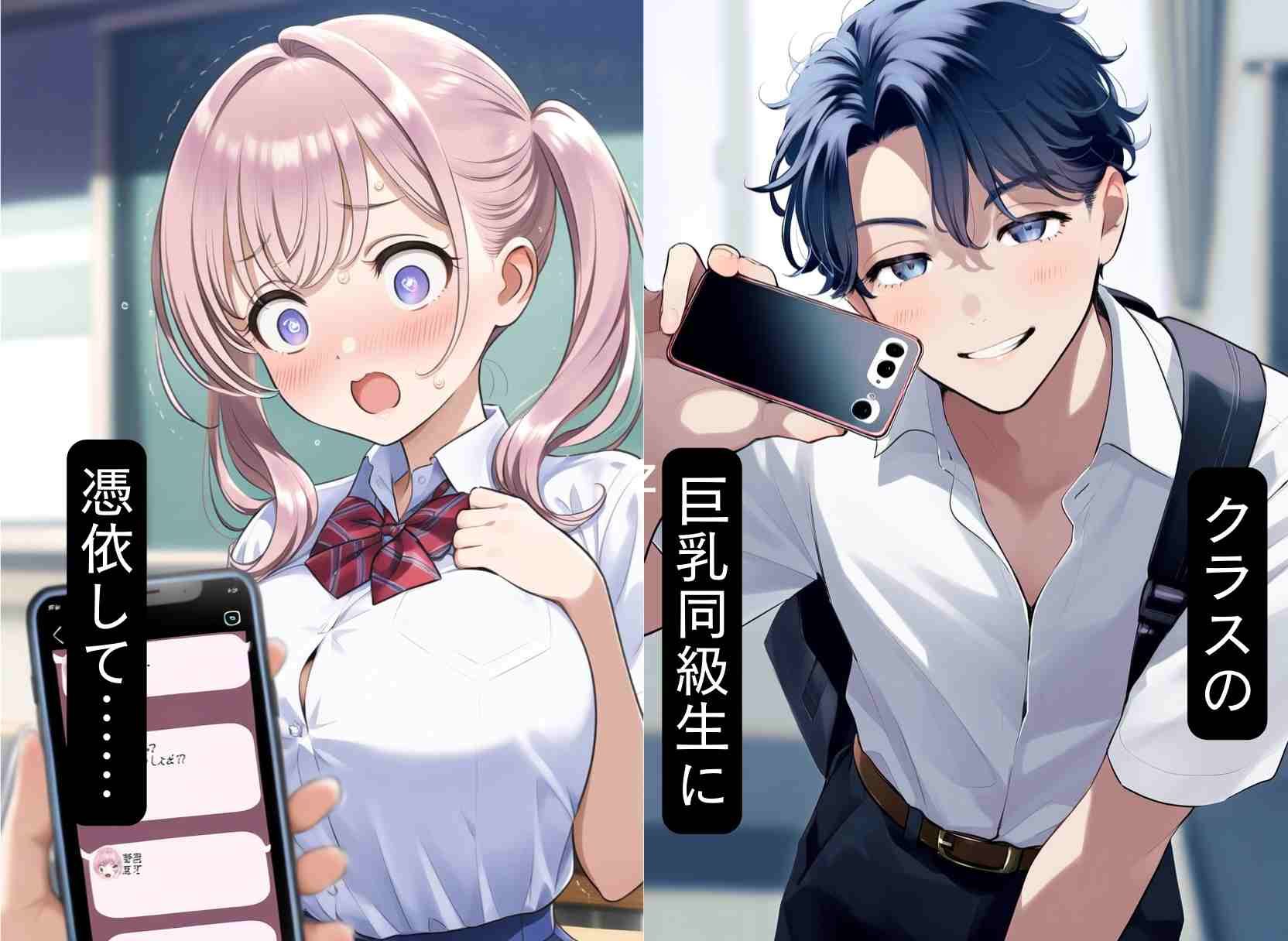 サンプル画像5:憑依アプリでクラスの巨乳ギャルJKに変身、女体化アヘ顔メス堕ち(シコリの森) [d_483840]