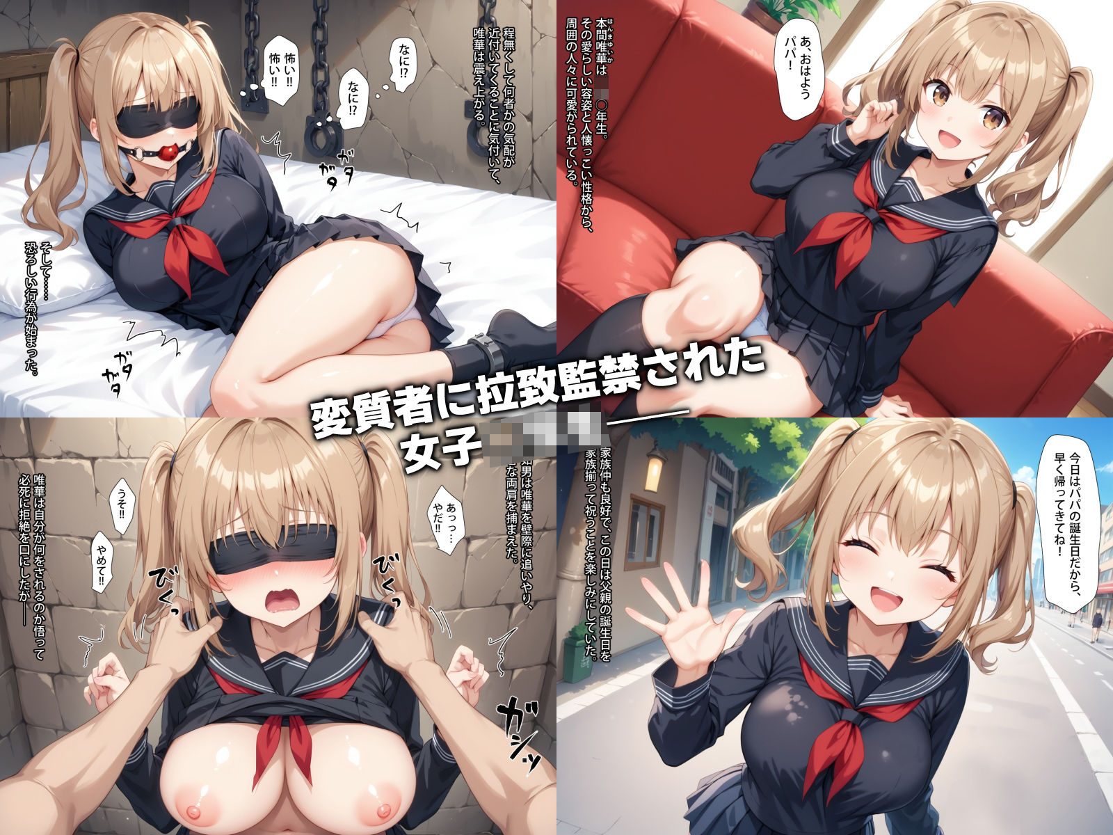 サンプル画像1:セーラー服の少女を拉致監禁レ●プして妊娠してもハメまくってる話(春巻きの海) [d_483888]