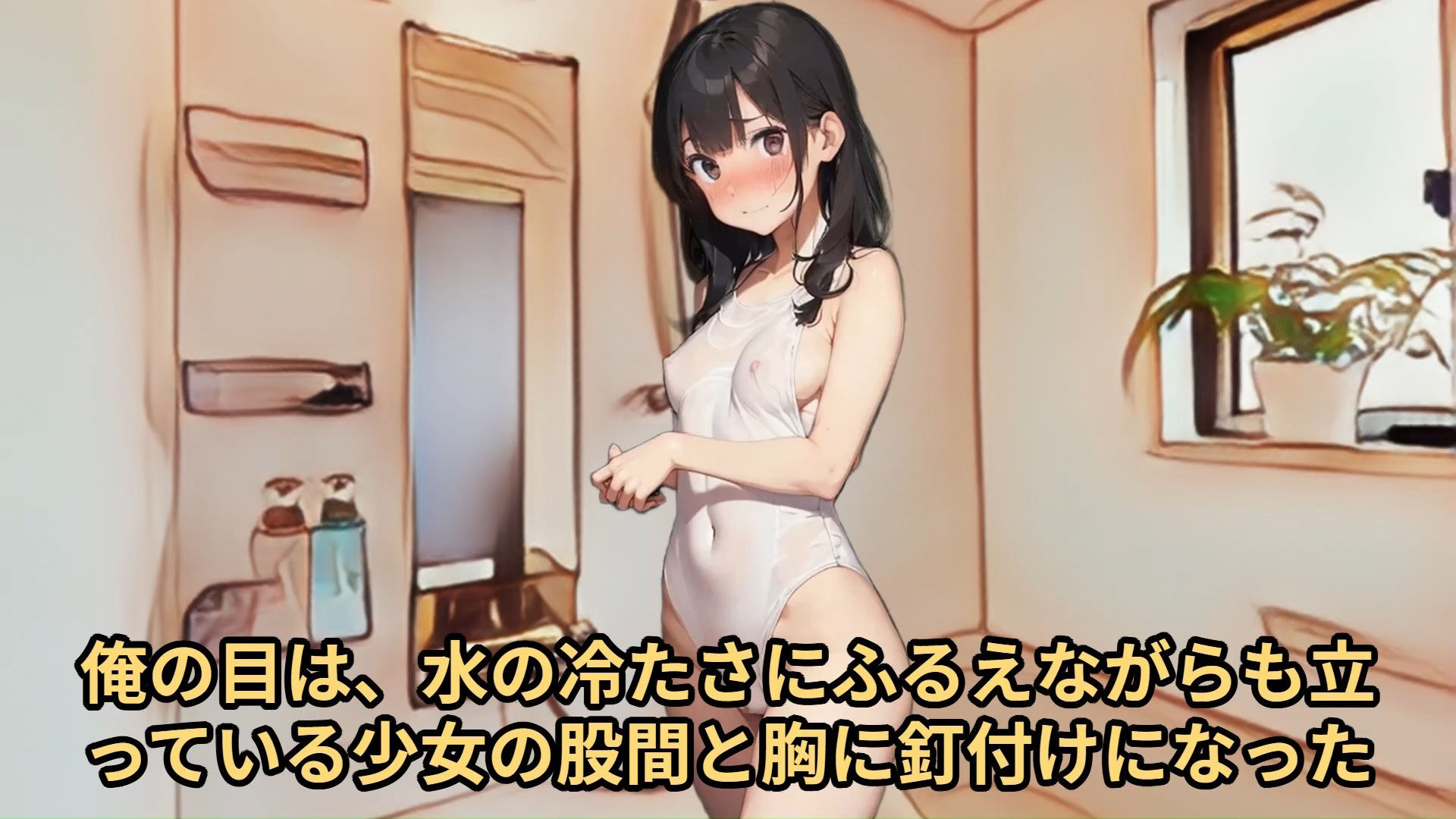 サンプル画像2:【少女痴●体験告白】羞恥の制服採寸（第4話）水に濡れた白いスクール水着が色々と恥ずかしい所まで透けている様子を写真に撮られて言葉を失う少女の話(少女痴●体験告白) [d_484658]