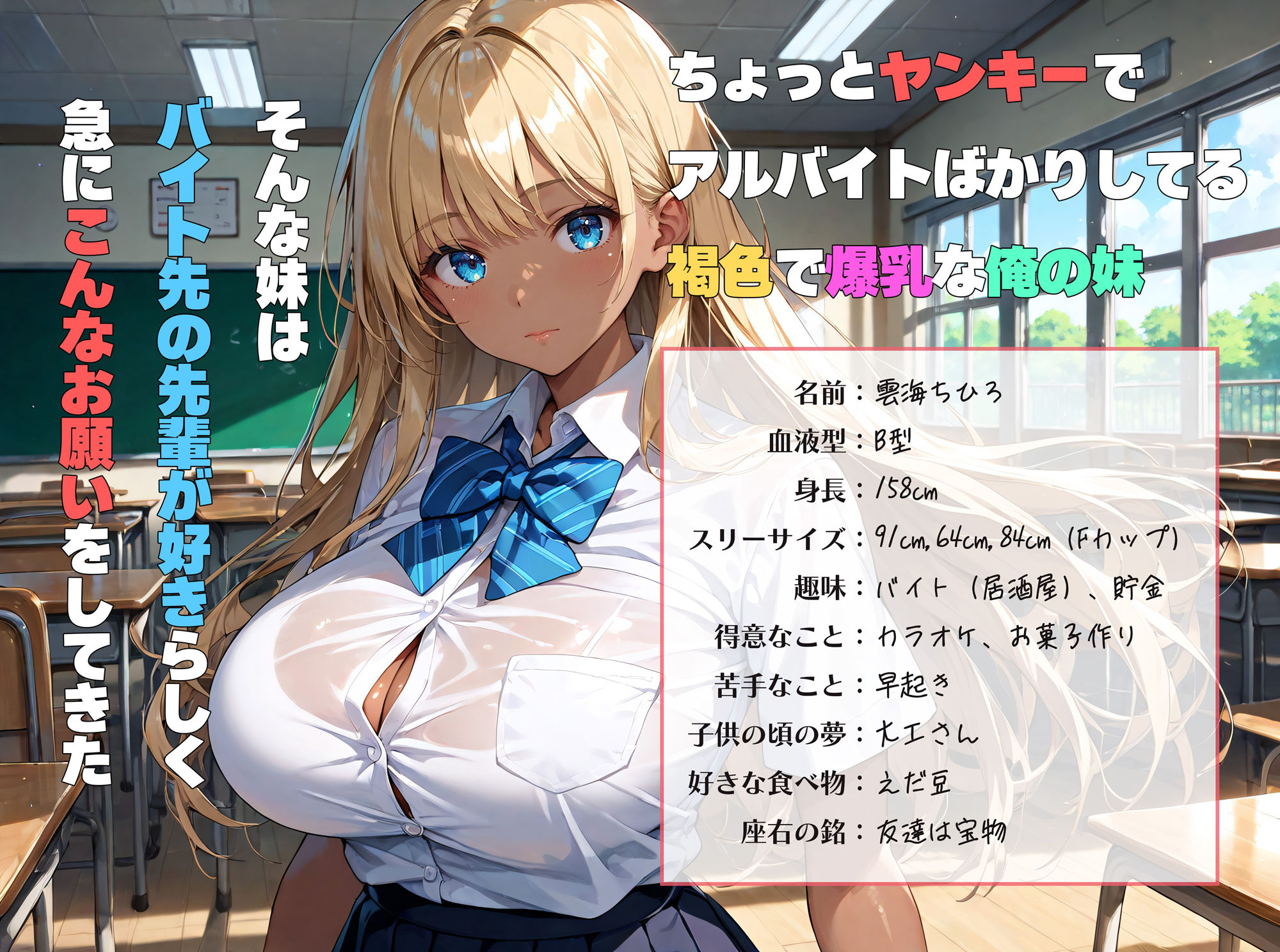 サンプル画像1:爆乳で褐色な妹が先輩にバカにされないために「処女を捨てたい」と兄に頼んできた(いちぢくマンゴー) [d_484709]