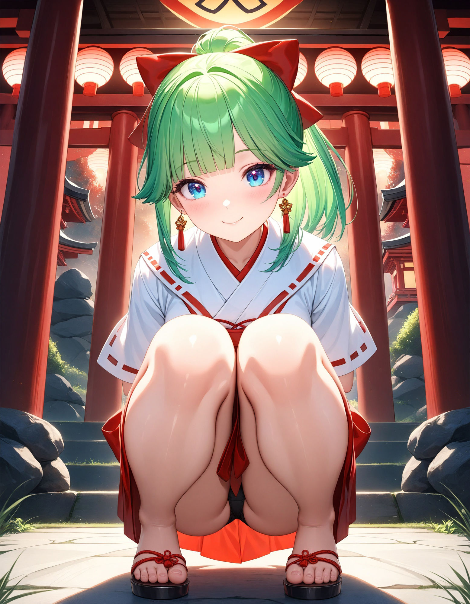 巫女のしゃがみパンチラ2の画像3