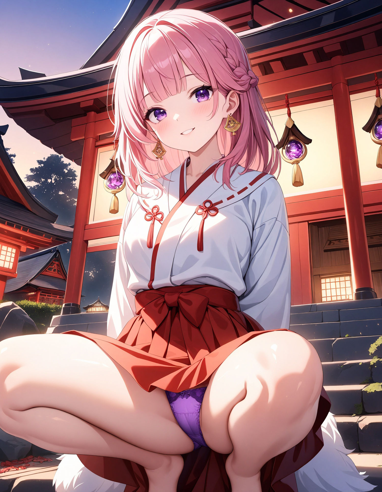 巫女のしゃがみパンチラ2の画像4