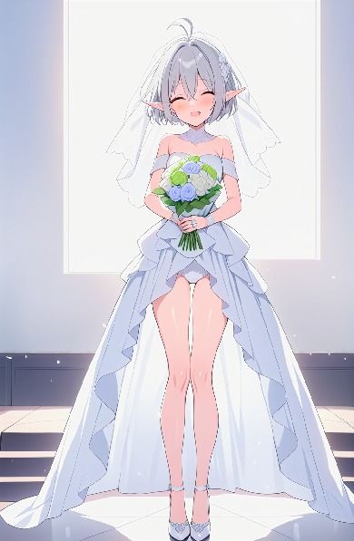 サンプル画像1:白髪短髪エルフさんの服装色々 1(鮭なベイべ) [d_484949]