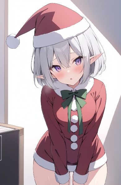 サンプル画像2:白髪短髪エルフさんの服装色々 1(鮭なベイべ) [d_484949]