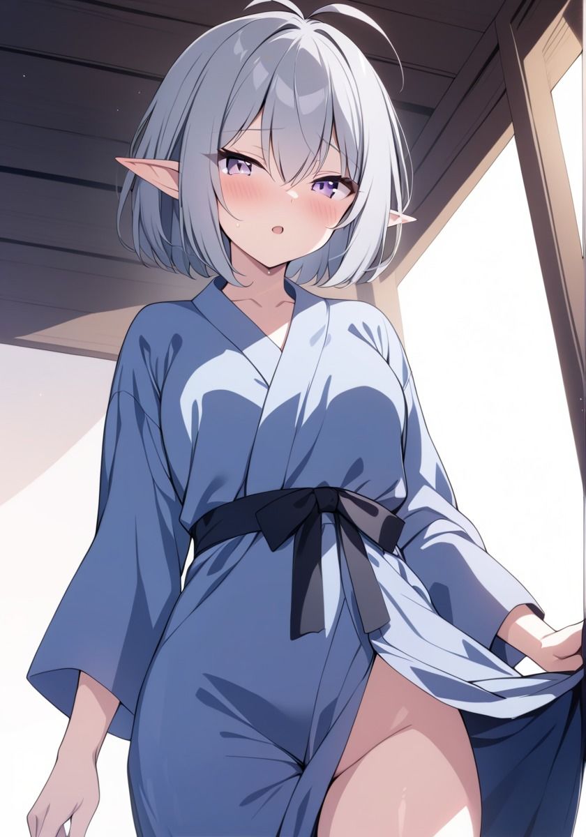 サンプル画像4:白髪短髪エルフさんの服装色々 1(鮭なベイべ) [d_484949]