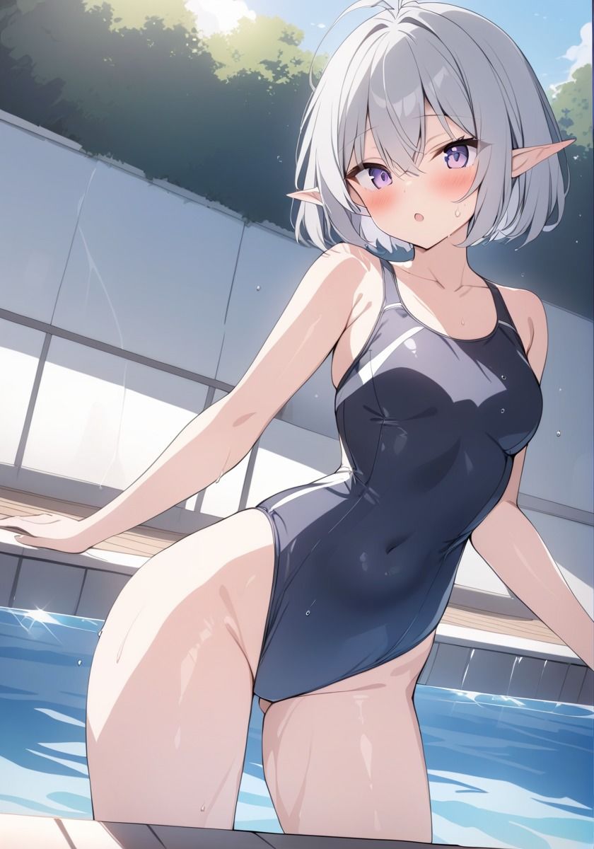 サンプル画像5:白髪短髪エルフさんの服装色々 1(鮭なベイべ) [d_484949]