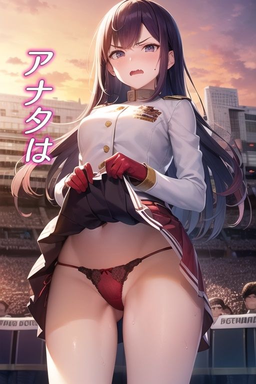 サンプル画像5:嫌な顔してパンツ見せてくる女の子〜マーチングバンド編〜(AIパンツ部) [d_484994]