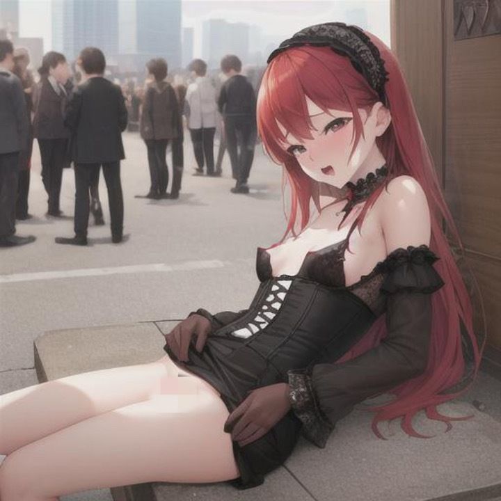 サンプル画像5:メンヘラ赤髪ゴスロリちゃんのどこでも露出！！(まんまんちん) [d_485202]