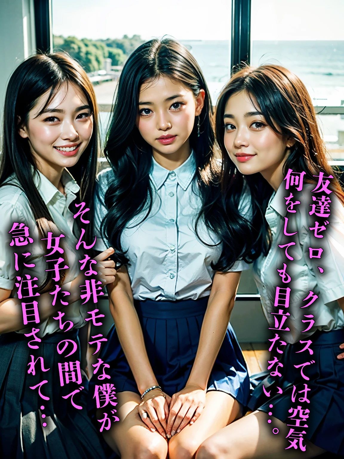 サンプル画像2:田舎でハーレム性活〜非モテ男子を囲む欲求不満な女子校生〜(AI beauty Lab.) [d_485671]