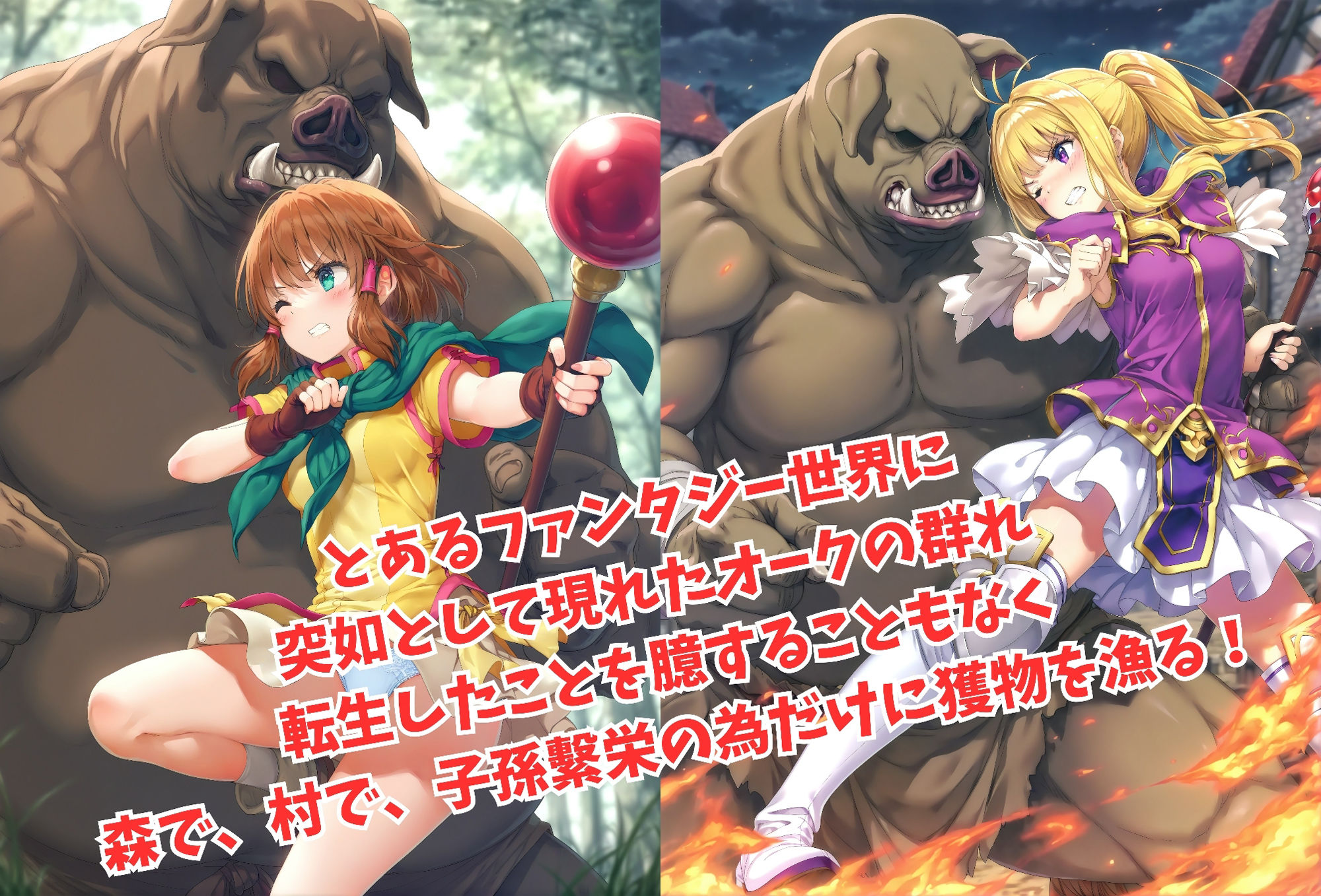 サンプル画像1:最強のエロオーク軍が異世界から現れたっ！(絵心あいのAI生成アトリエ) [d_485768]