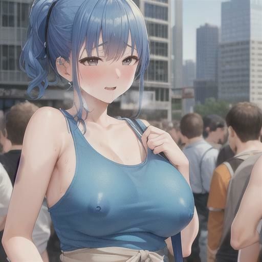 サンプル画像1:青髪タンクトップちゃんのどこでも露出！！(まんまんちん) [d_486371]