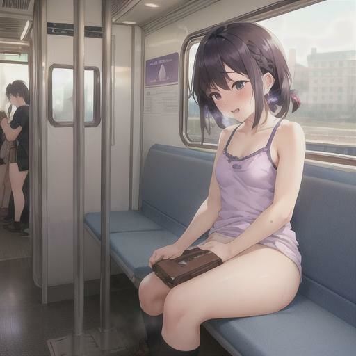 サンプル画像1:紫髪タンクトップちゃんのどこでも露出！！(まんまんちん) [d_486378]