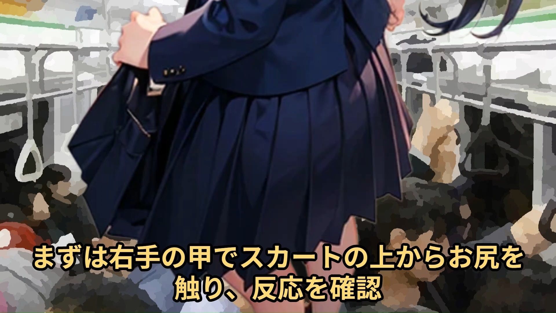 サンプル画像2:【少女痴●体験告白】大人しそうな〇〇〇〇を、2日間用意周到に抵抗しない子であると確認したのち、3日目に遅延して大混雑となった満員電車でじっくりと絶頂させた話（前編）(少女痴●体験告白) [d_486503]