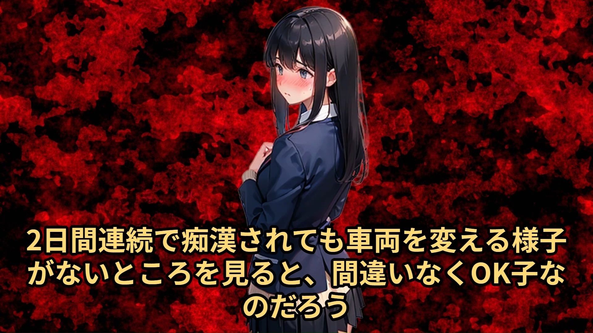 サンプル画像4:【少女痴●体験告白】大人しそうな〇〇〇〇を、2日間用意周到に抵抗しない子であると確認したのち、3日目に遅延して大混雑となった満員電車でじっくりと絶頂させた話（前編）(少女痴●体験告白) [d_486503]