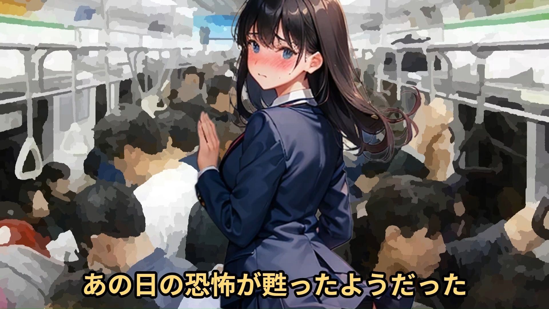 サンプル画像2:【少女痴●体験告白】大人しそうな〇〇〇〇を、2日間用意周到に抵抗しない子であると確認したのち、3日目に遅延して大混雑となった満員電車でじっくりと絶頂させた話（後編）(少女痴●体験告白) [d_486508]