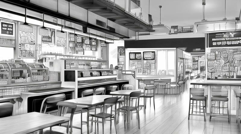 サンプル画像2:Webマンガ作成用、喫茶店・カフェのAI背景素材☆(yui’s Room) [d_486926]
