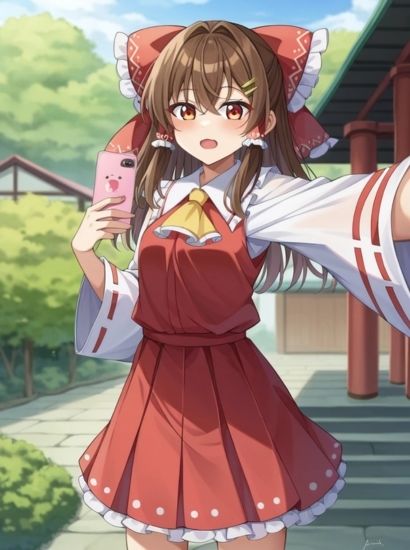 サンプル画像1:東方Projectの博麗霊夢から送られてきた自撮り写真(自撮りサークル  イカスミ工房) [d_487010]