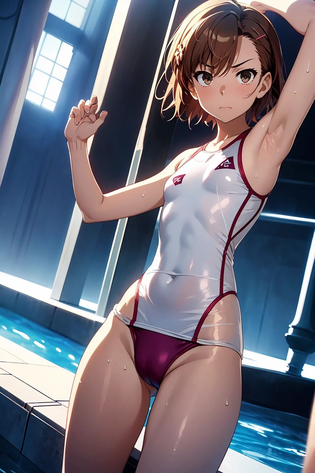 サンプル画像1:御坂〇琴  白色透け透け競泳水着（75枚）(ひぐまアート) [d_487030]