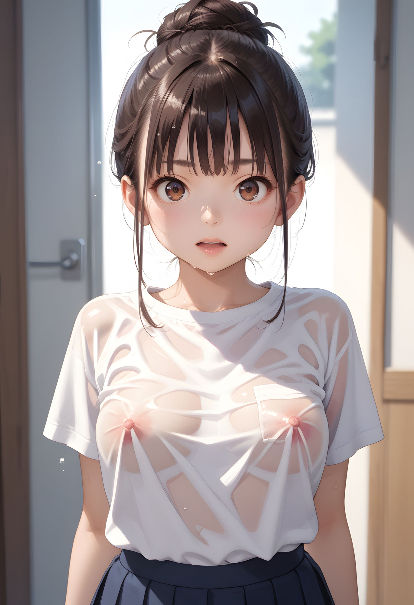 サンプル画像4:透け乳首〜クラス全員の女子に水ぶっかけてみたら〜(2次元は正義！) [d_487087]