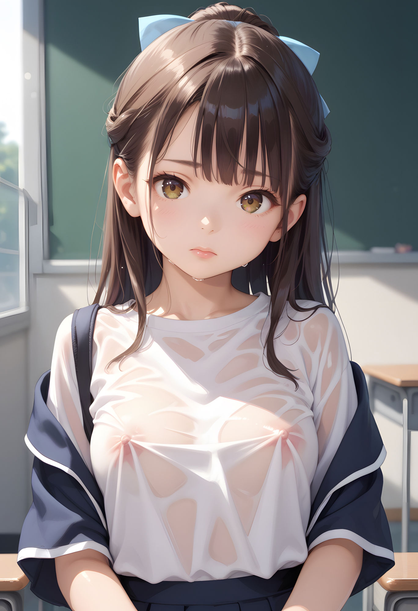 サンプル画像5:透け乳首〜クラス全員の女子に水ぶっかけてみたら〜(2次元は正義！) [d_487087]