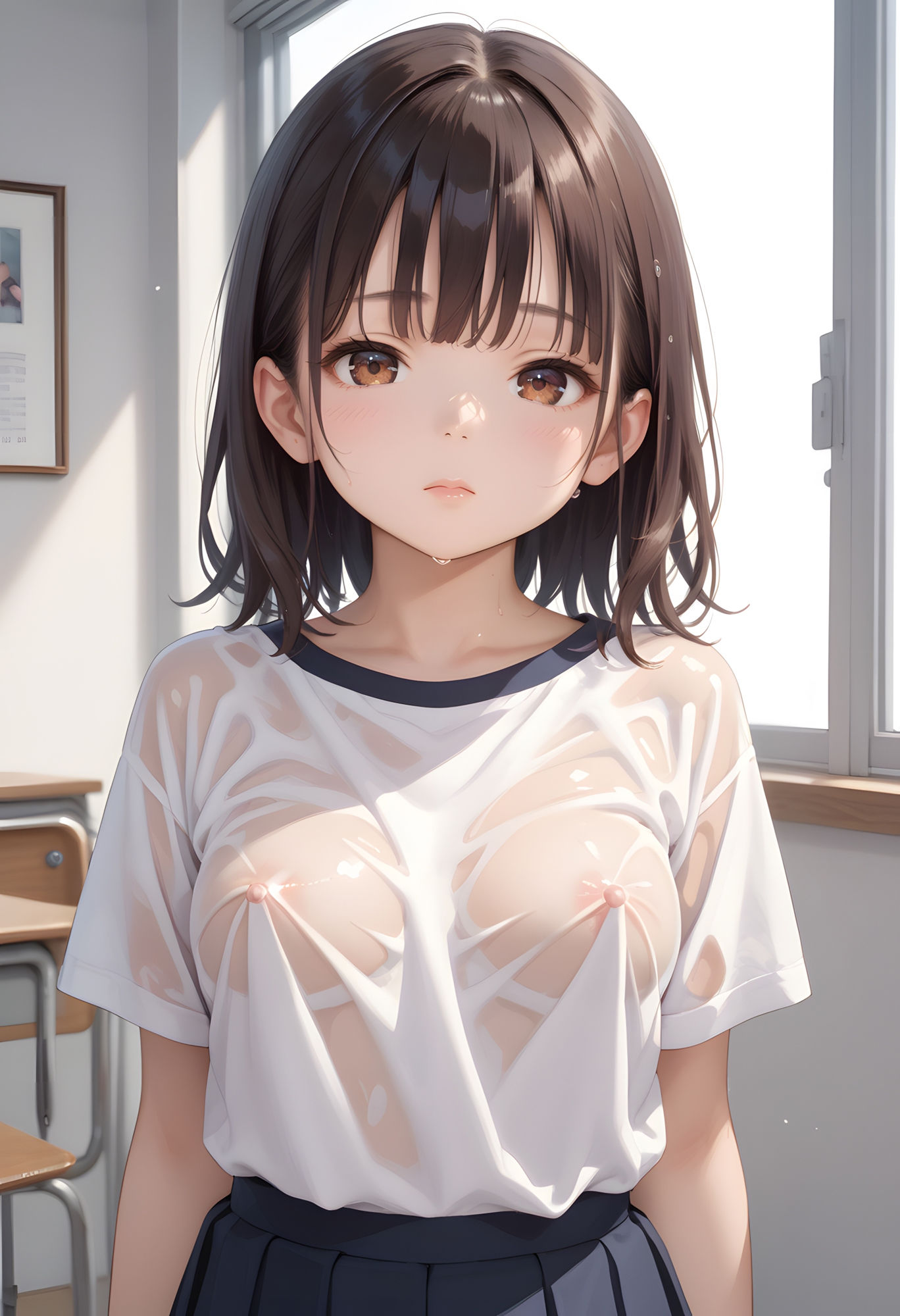 サンプル画像6:透け乳首〜クラス全員の女子に水ぶっかけてみたら〜(2次元は正義！) [d_487087]