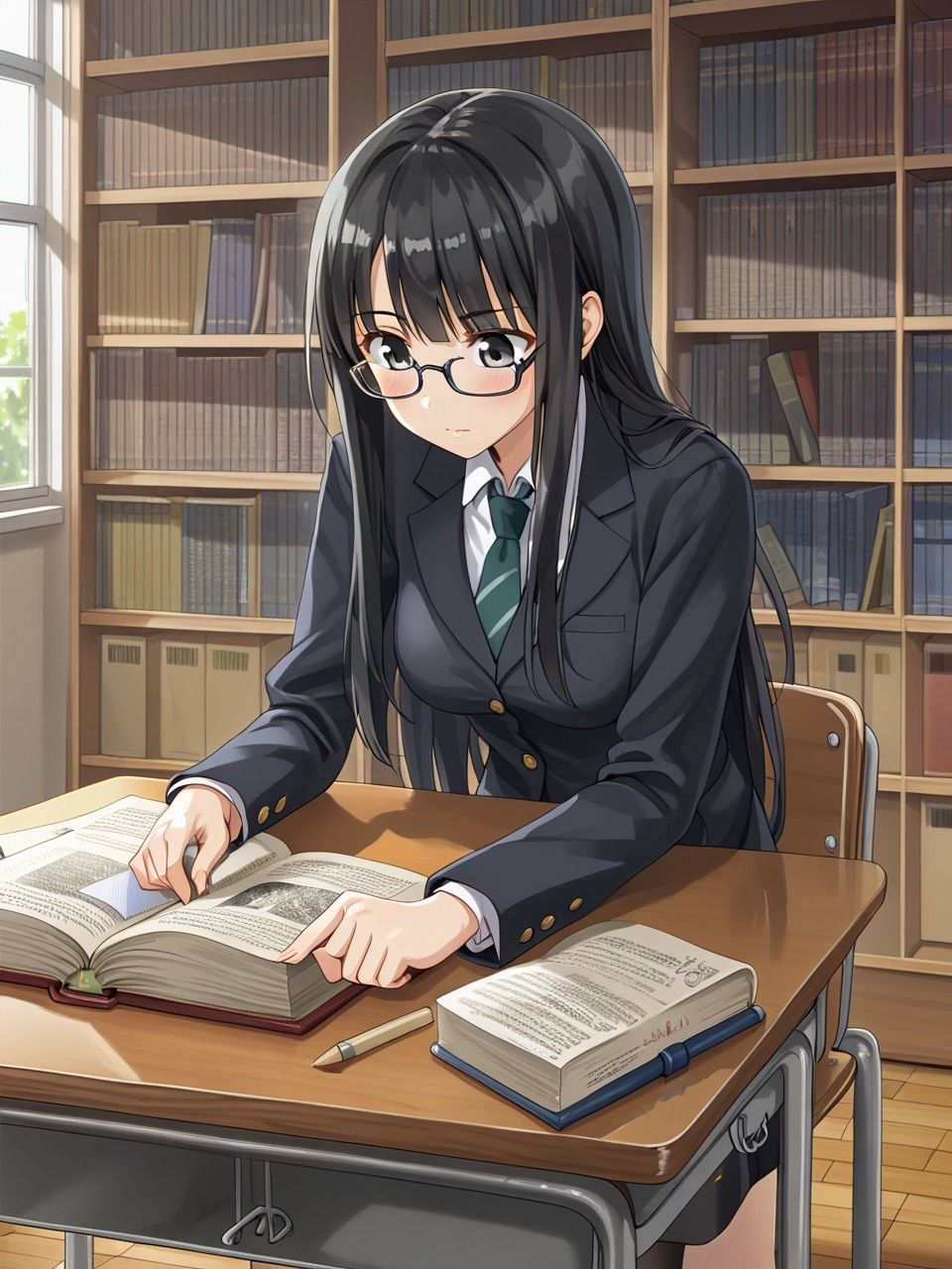 サンプル画像2:堅物で有名な隠れ巨乳図書委員を堕とす(美女造) [d_487146]